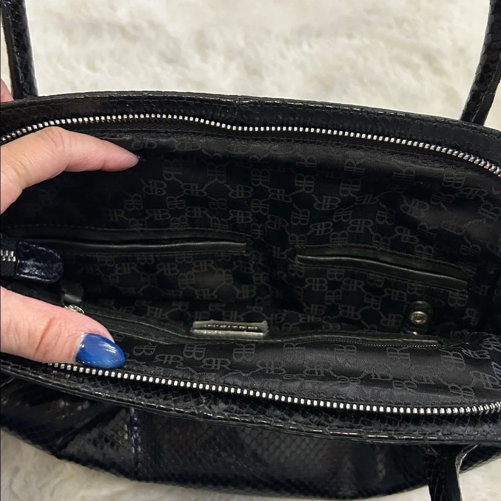 Banana Republic Black Faux Snakeskin Satchel Doctor’s Bag